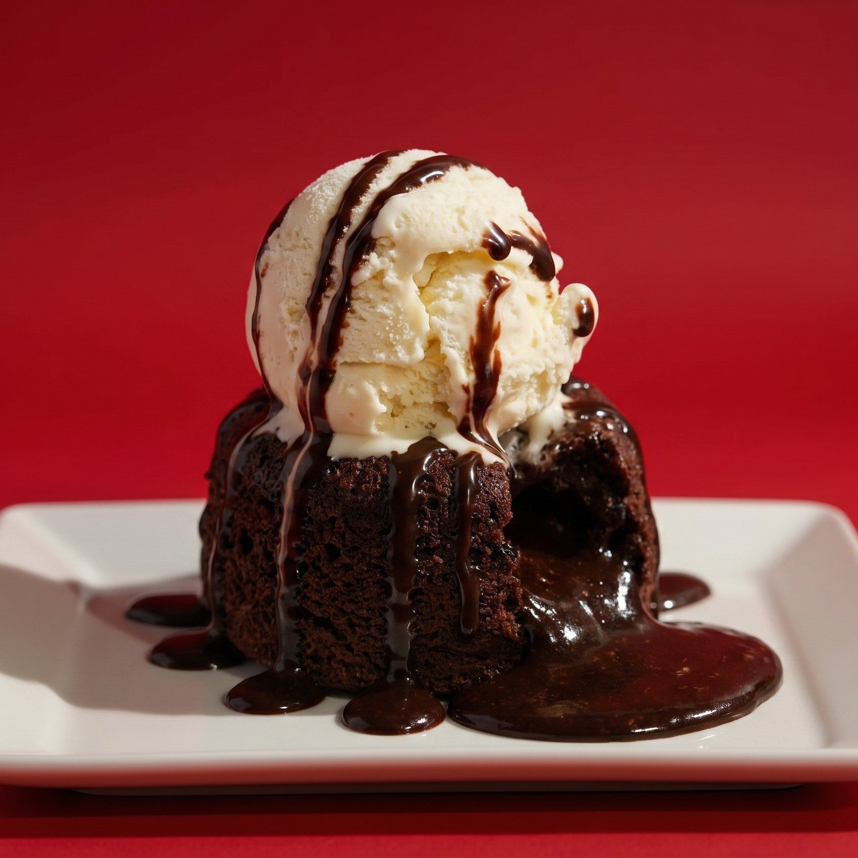Molten Lava Chocolate Cake Dessert.